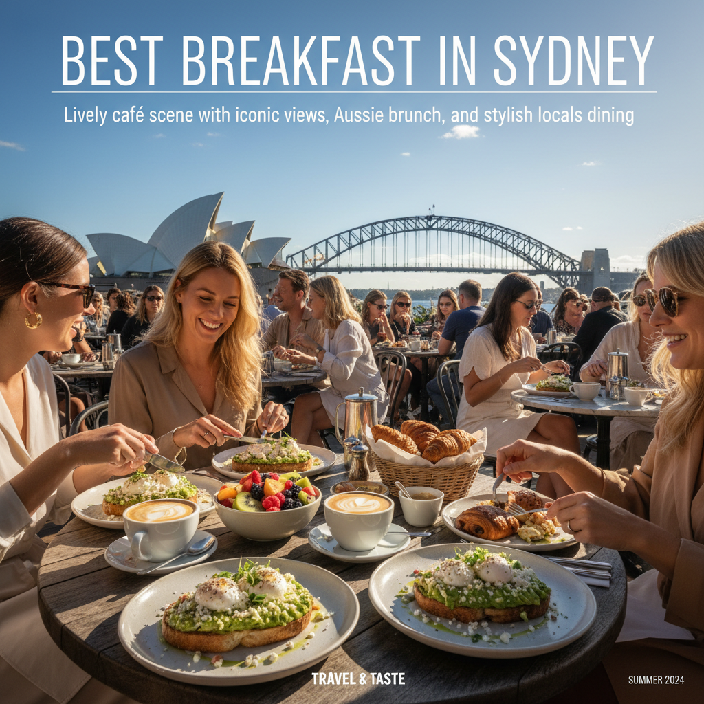 Best Breakfast in Sydney: Lively café scene with iconic views, Aussie brunch, and stylish locals dining.